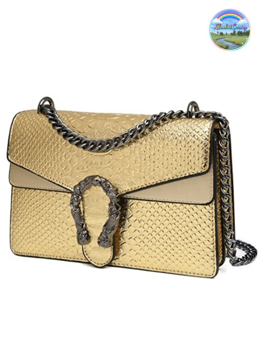 Snake Print Faux Leather Crossbody Clutch with Chain Strap Evening Bag